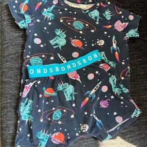 Bonds Navy Space Print Short Sleeve Pajama Set with Teal Accents